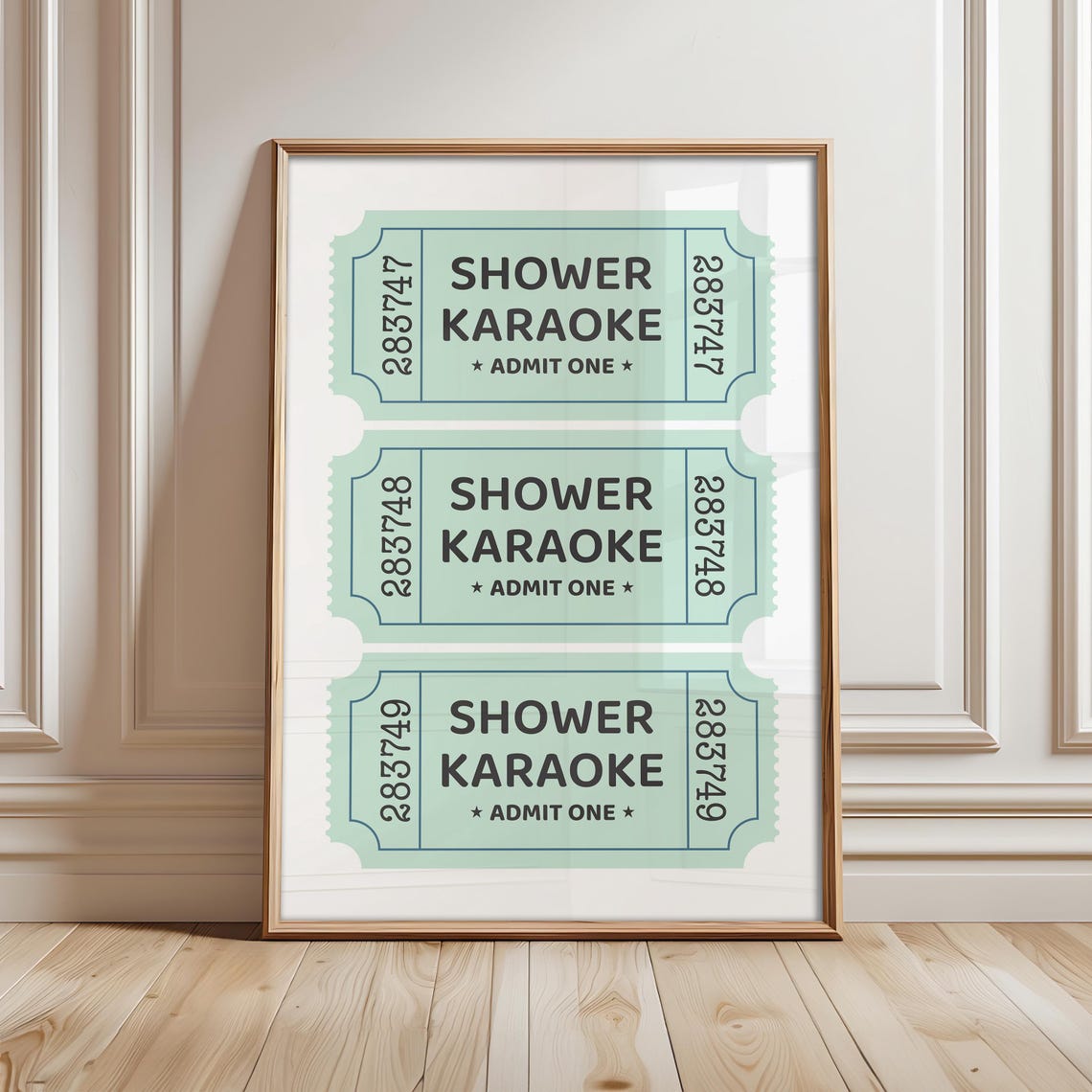 Shower Karaoke Admit One Mint Green Tickets Funny Quote Poster