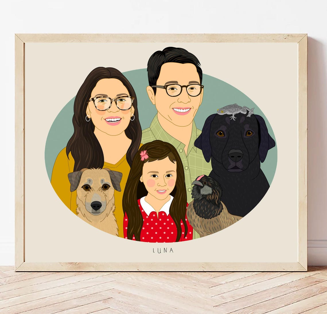 Family Portrait With Animals Personalized Family Portrait With Pets Furry Family Portrait Portrait The Whole Family Include Any Pet - Image 4