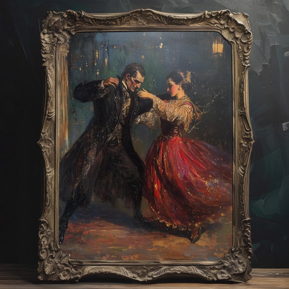 Midnight Dance Dark Academia Wall Art Wall Art Vintage Gothic Oil Painting Moody Count Dracula Art Print