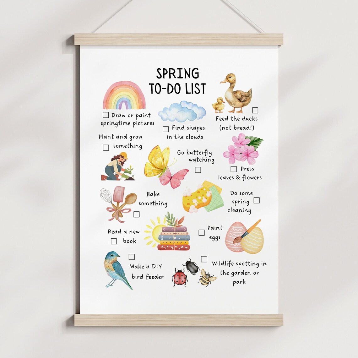 Spring To Do List Kids Seasonal Activities Checklist Wall Poster
