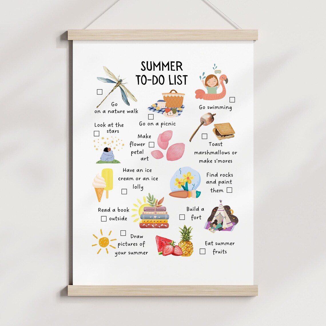 Summer To Do List Fun Kids Activities Checklist Bucket List Poster