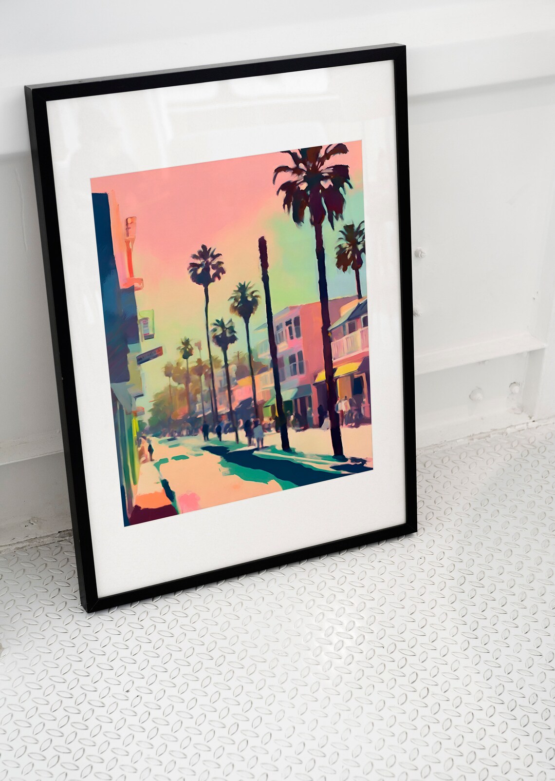 Santa Monica Palm Trees Beach House Art Print - Image 4