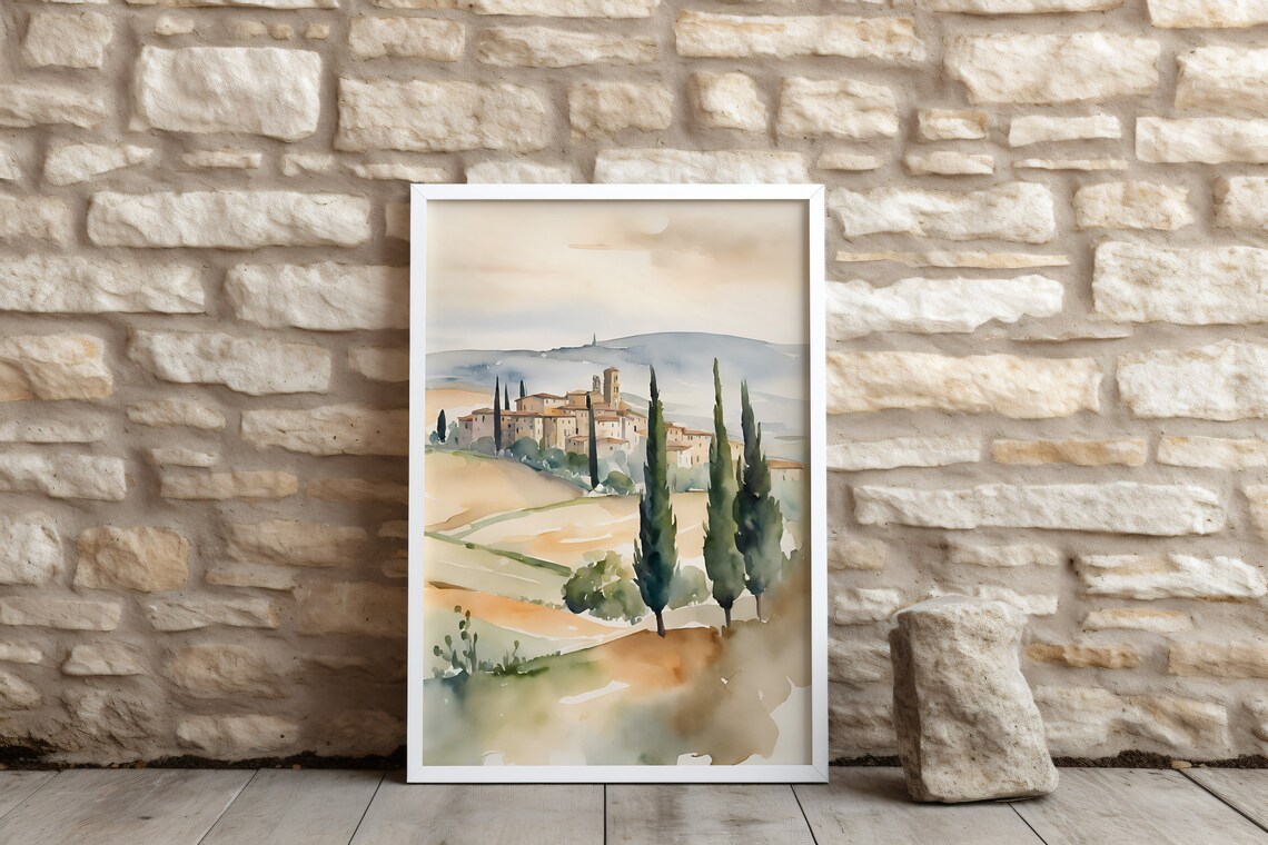Tuscany Italian Travel Landscape Art Print, Watercolor - Image 4