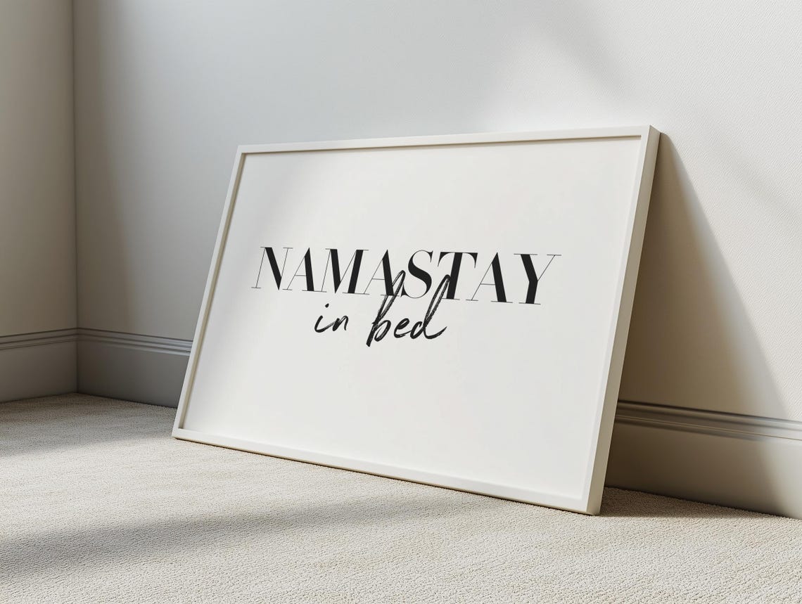 Namastay In Bed Funny Bedroom Typography Quote Wall Decor Poster - Image 2