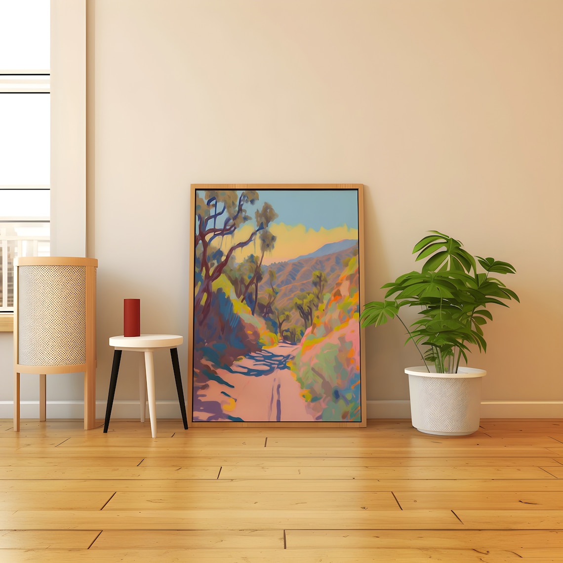 Runyon Canyon Pastel Print, Mid Century Travel Poster - Image 3