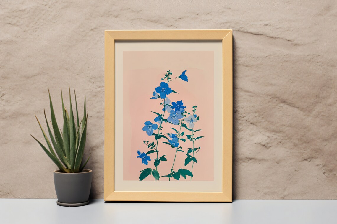 Larkspur Botanical Painting, Personalized Birthday Gift - Image 3