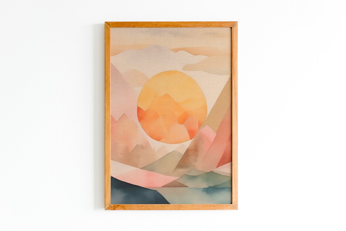 Minimalist Sunset Print, Boho Sunshine Poster