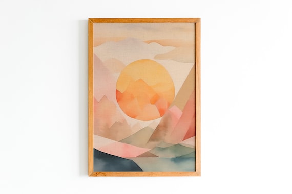 Minimalist Sunset Print, Boho Sunshine Poster
