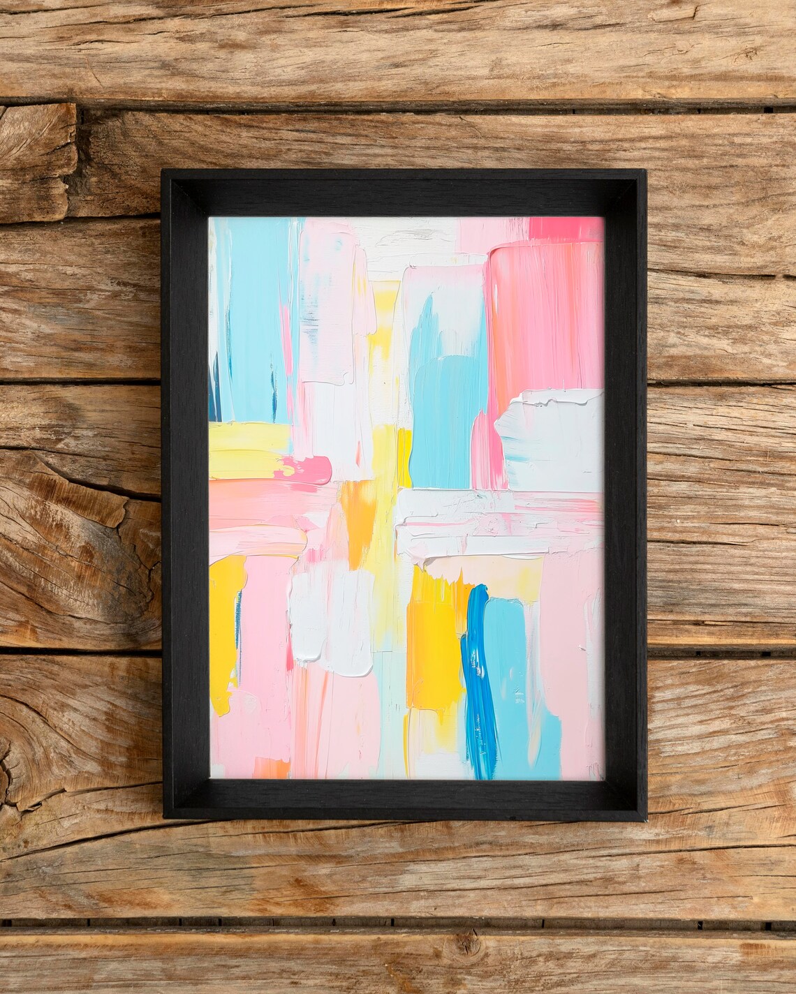 Abstract Pastel Preppy Print Dorm Room Wall Art Acrylic Painting Trendy Teen Girl Decor Colorful Girly Modern Poster - Image 3