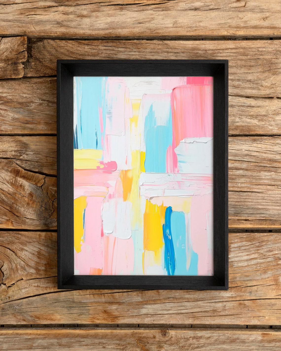 Bright Pastel Abstract Brush Stroke Painting Print For Dorm Room - Image 3