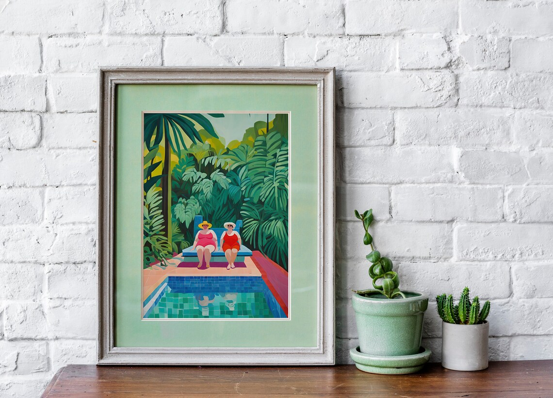 Jungle Pool Tropical Artwork, Vacation Poster - Image 4