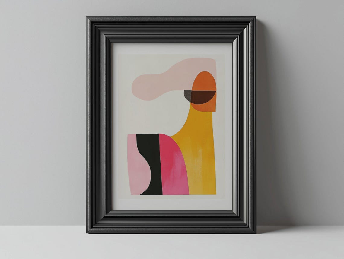 Colorful Mustard Pink and Black Bold Block Abstract Modern Poster - Image 4