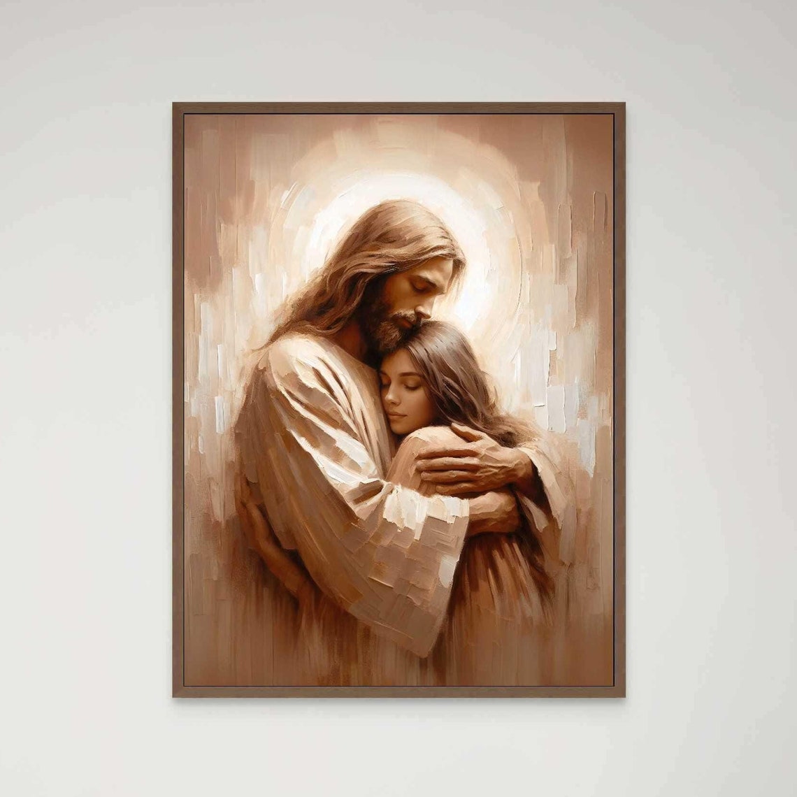 A Safe Embrace Christian Wall Art Jesus And Girl Art Picture Of Christ Lds Painting Bible Prints Jesus With Woman Christian Painting