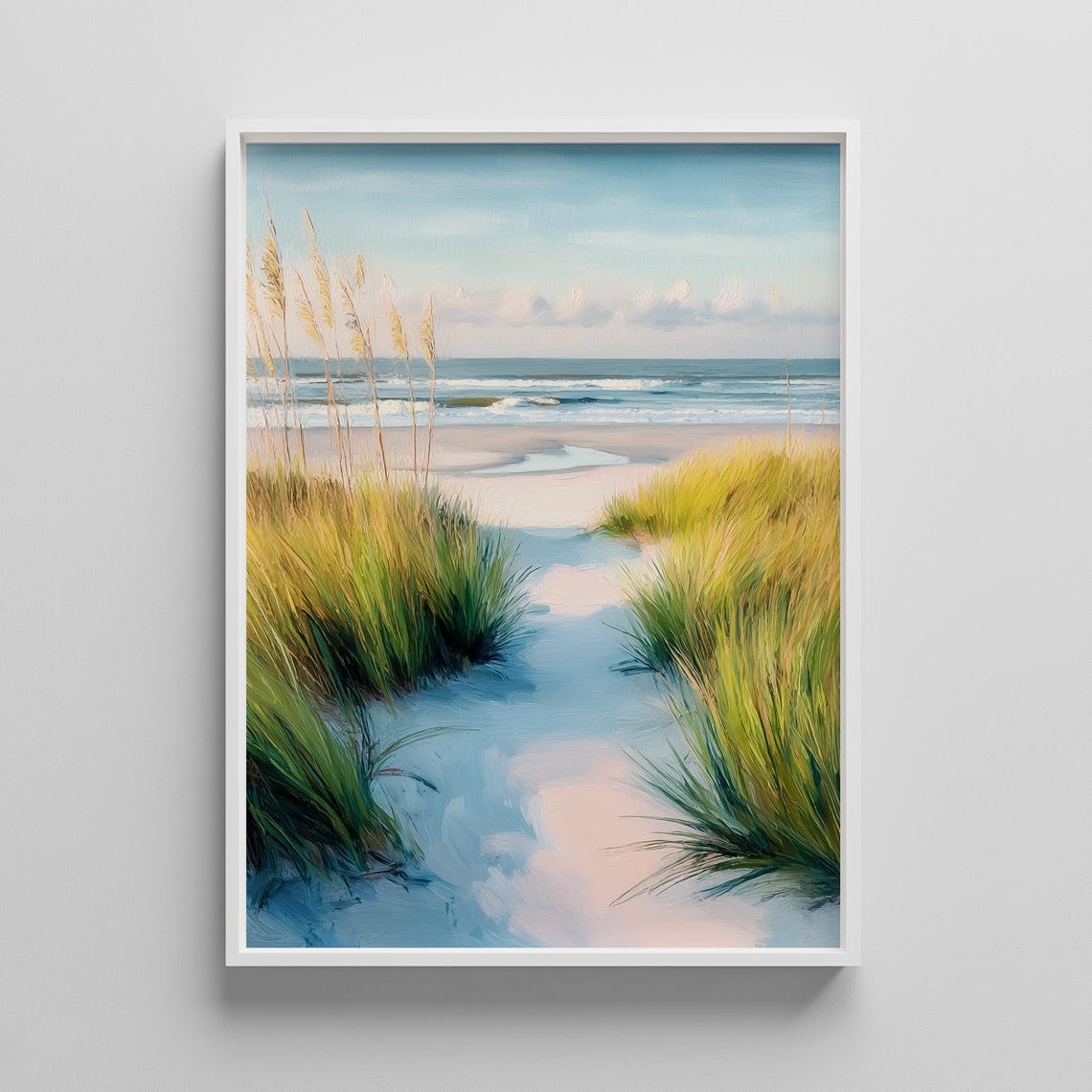 Coastal Dune Path Through Tall Beach Grass Ocean Painting Poster