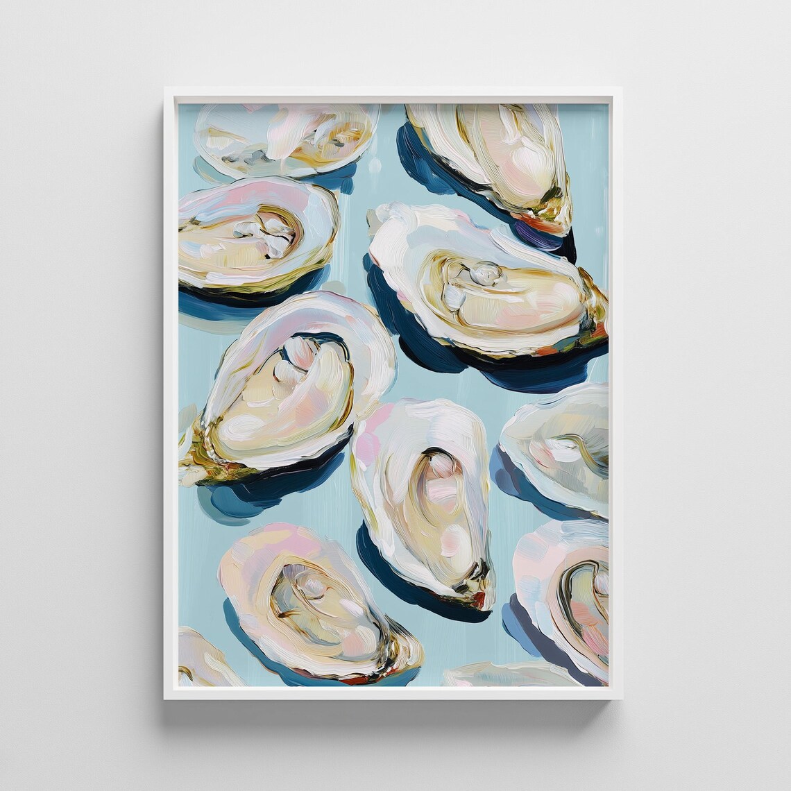 Oyster Poster Coastal Kitchen Wall Art Nautical Seafood Illustration Modern Dining Room Decor