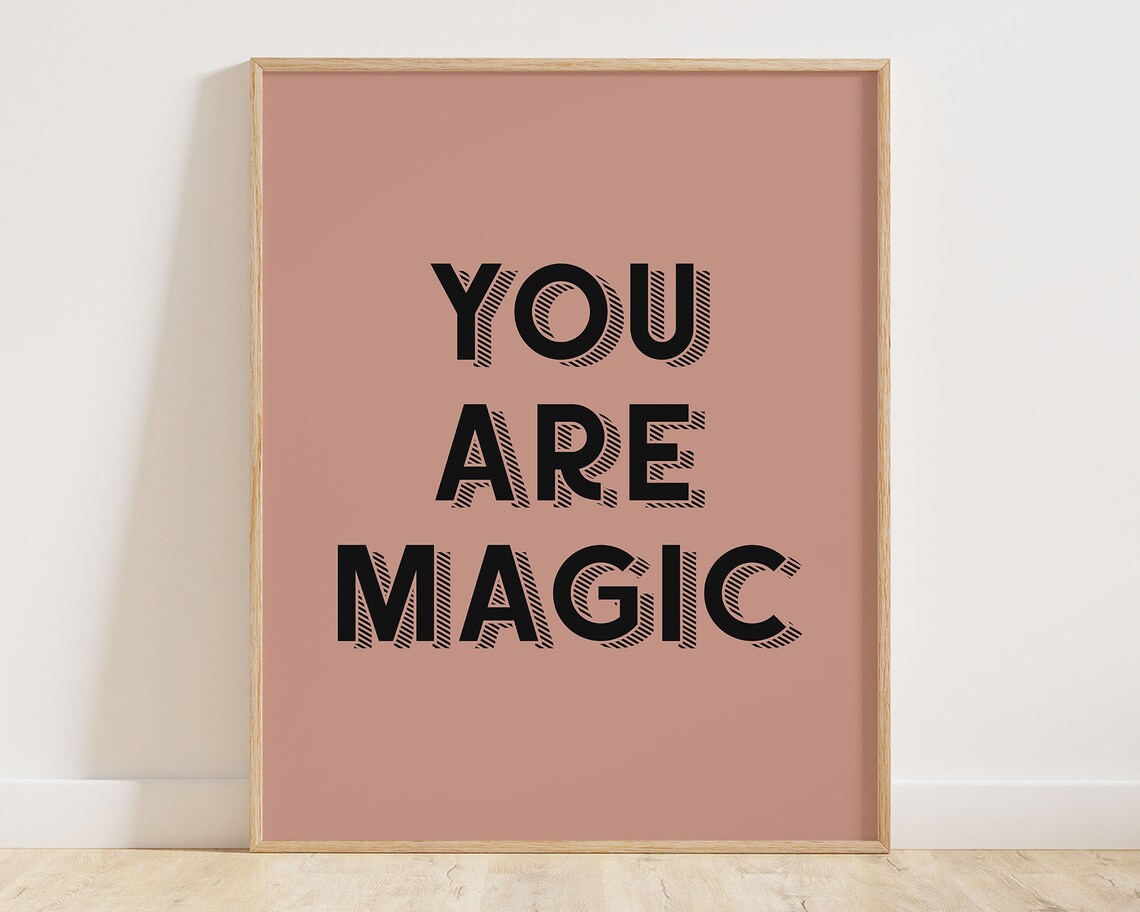 You Are Magic Dusty Rose Retro Bold Letters Girls Room Wall Art - Image 2