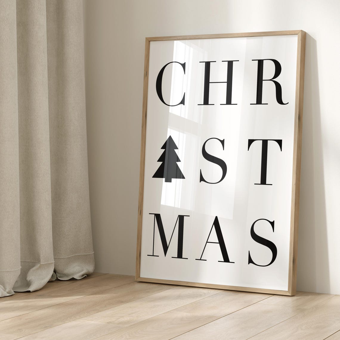 Minimalist Christmas Tree Typography Holiday Season Decor Wall Art