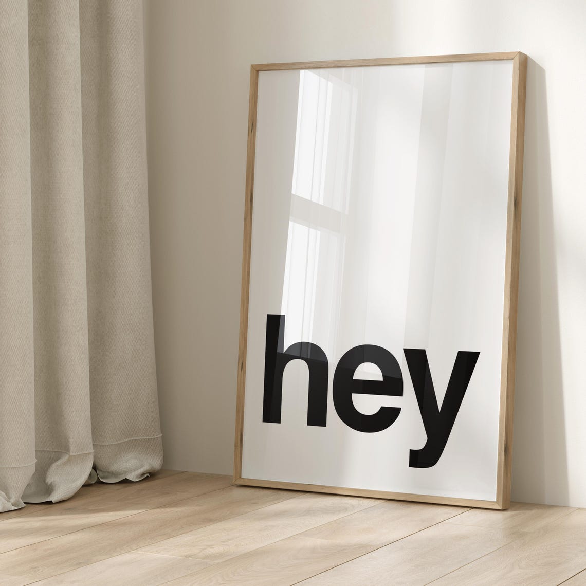 Hey Minimalist Black And White Typography Greeting Decor Poster