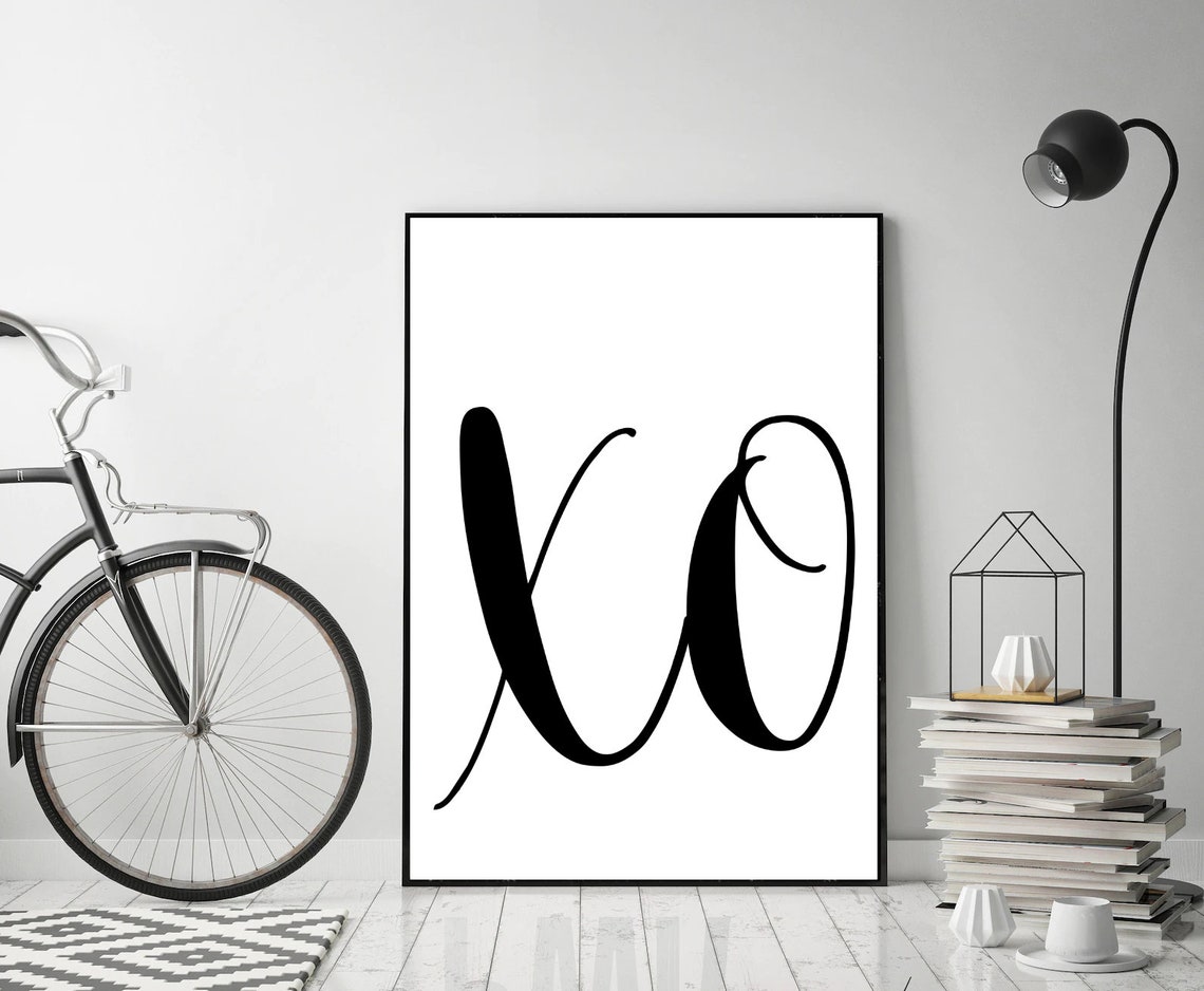 XO Kisses And Hugs Script Typography Love Note Modern Wall Art