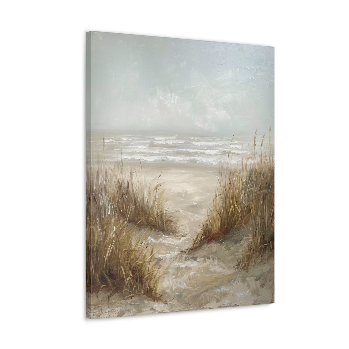Beach Path Through Dunes and Seagrass in Soft Muted Tones Poster - Image 4