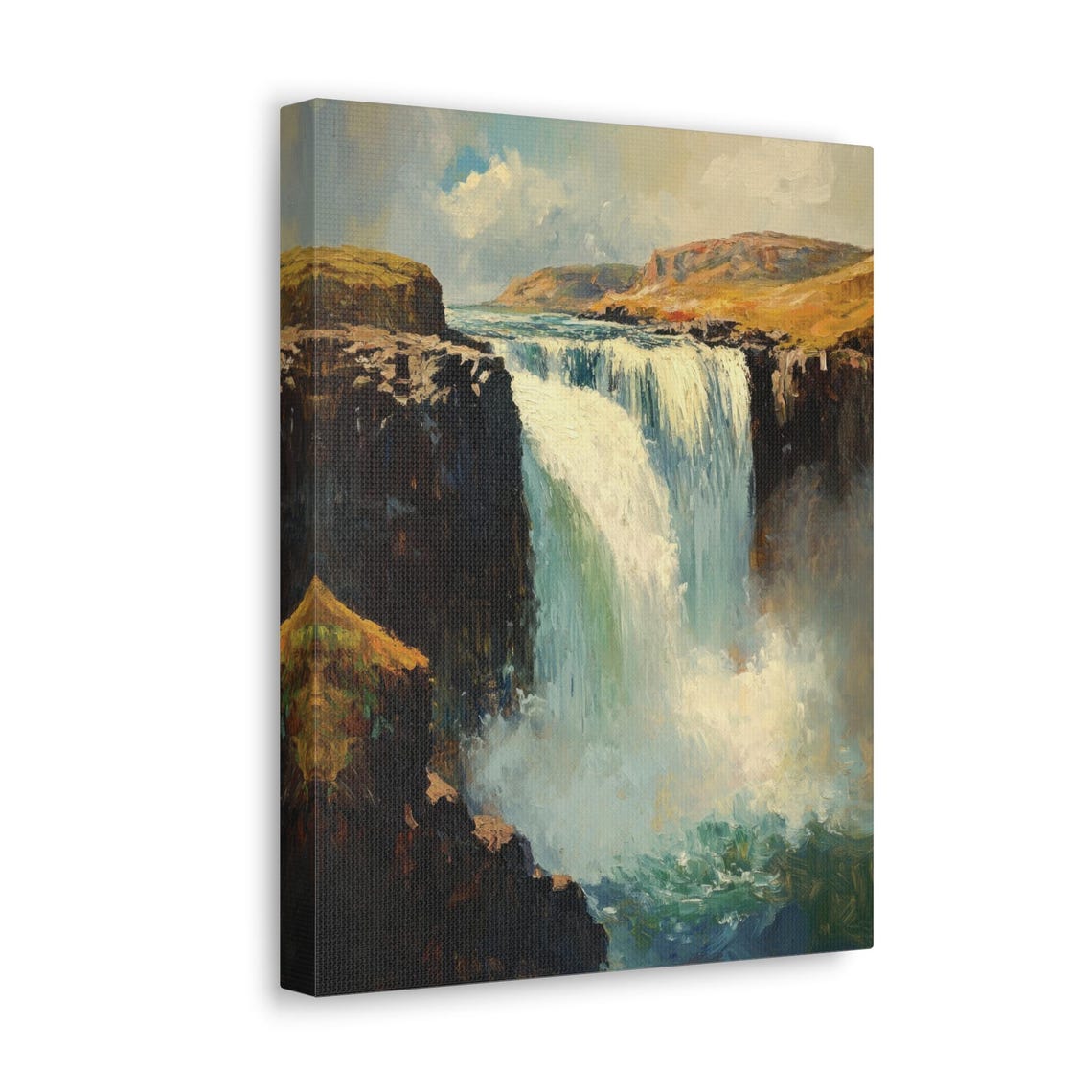 Waterfall Print Waterfall Landscape Painting Mountain Art Impressionist Waterfall Painting Nature Wall Art Farmhouse Wall Decor - Image 4