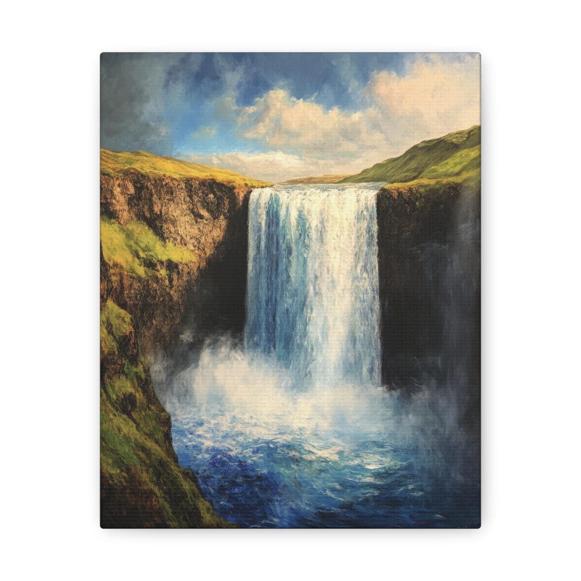 Waterfall Print Mountain Waterfall Painting Nature Wall Art Impressionist Landscape Print Rustic Farmhouse Decor River Artwork - Image 3