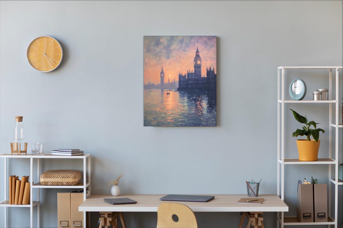Inspired By Claude Monets The Houses Of Parliament Sunset Wall Art Print Sunset Wall Art Vintage Wall Decor Monet Print - Image 2