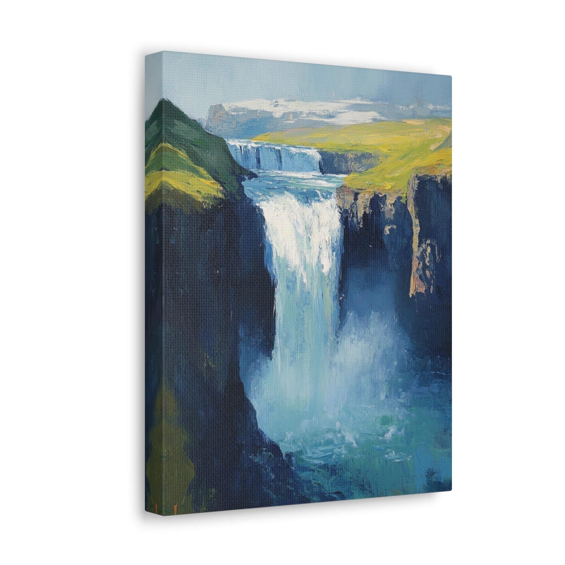 Waterfall Print Mountain Waterfall Painting Nature Wall Art Impressionist Landscape Print Rustic Farmhouse Decor River Artwork - Image 4