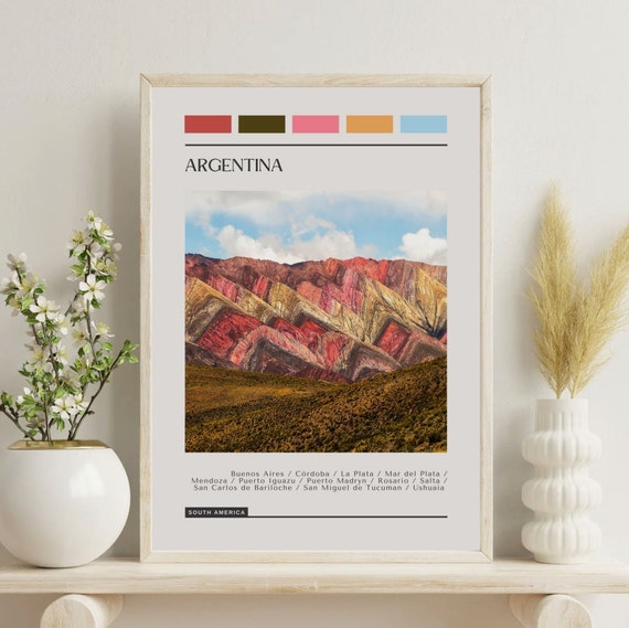 Printed Argentina Poster Travel Color Block