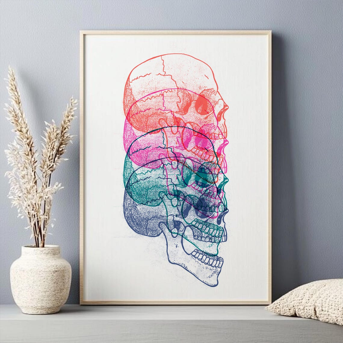 Layered Pop Art Skull 4 Jpeg Files Iso 2x3 3x4 4x5 Wall Art - Image 3