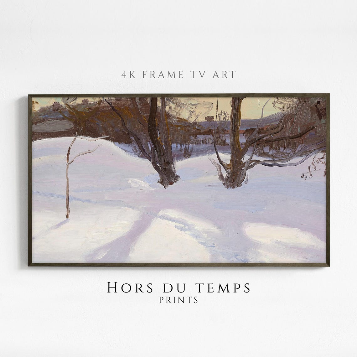 Bare Trees in Soft Blue Snow Painterly Winter Landscape Poster