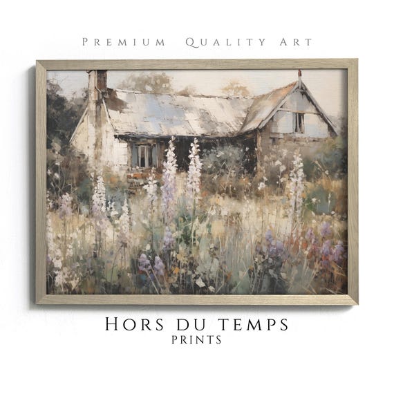 Muted Neutral Tones Garden Painting Village Farmhouse Cottagecore Art Hors Du Temps Prints