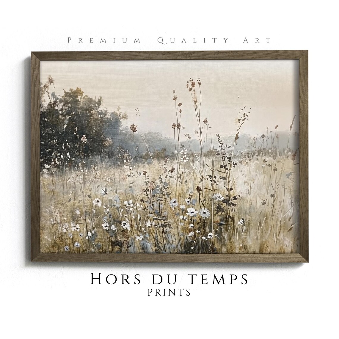 Golden Wildflower Field at Dawn Soft Sepia Vintage Painting Poster