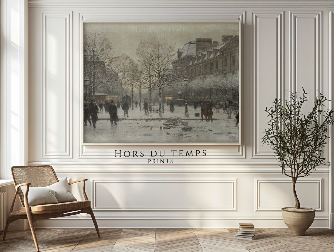 Snowy Paris Boulevard Horse Carriage Vintage Winter Cityscape Poster - Image 2
