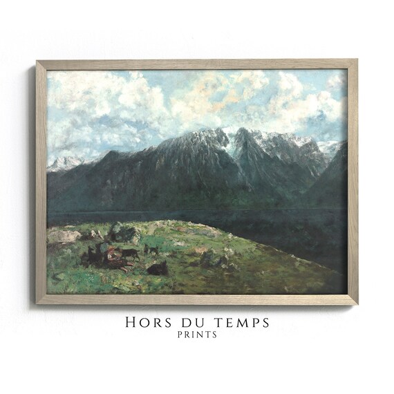 Moody Mountain Tops Landscape Painting Vintage Cottage Farmhouse Art Hors Du Temps Prints
