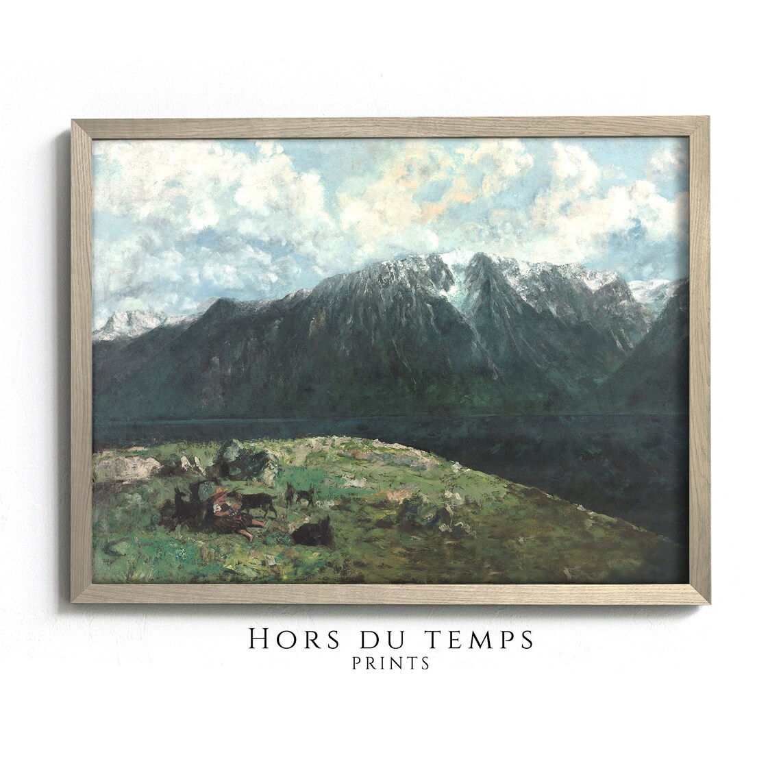 Little Shepherd Goats Snowy Peaks Vintage Mountain Pasture Poster