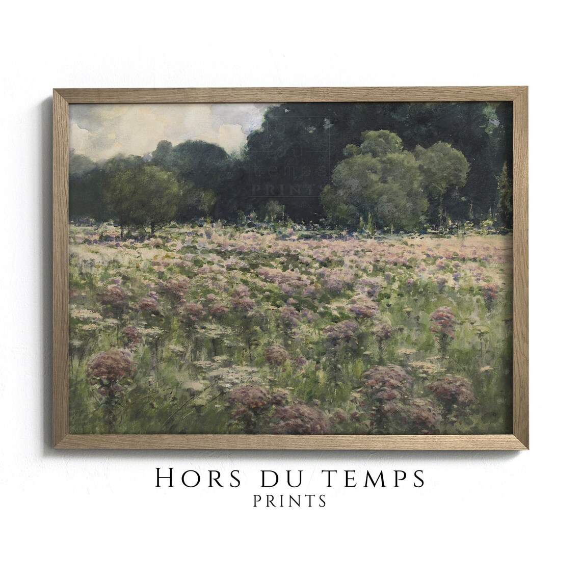 Wildflower Meadow Pink Blooms Dark Treeline Summer Meadow Art Poster