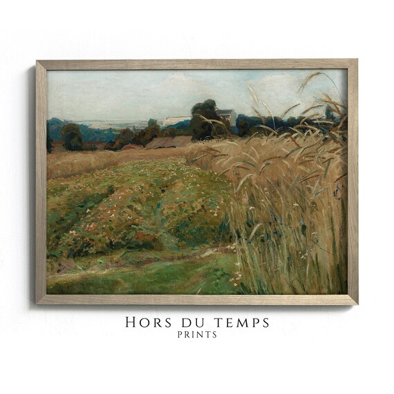 Golden Harvest Wheat Field Farm Summer Countryside Vintage Art Poster