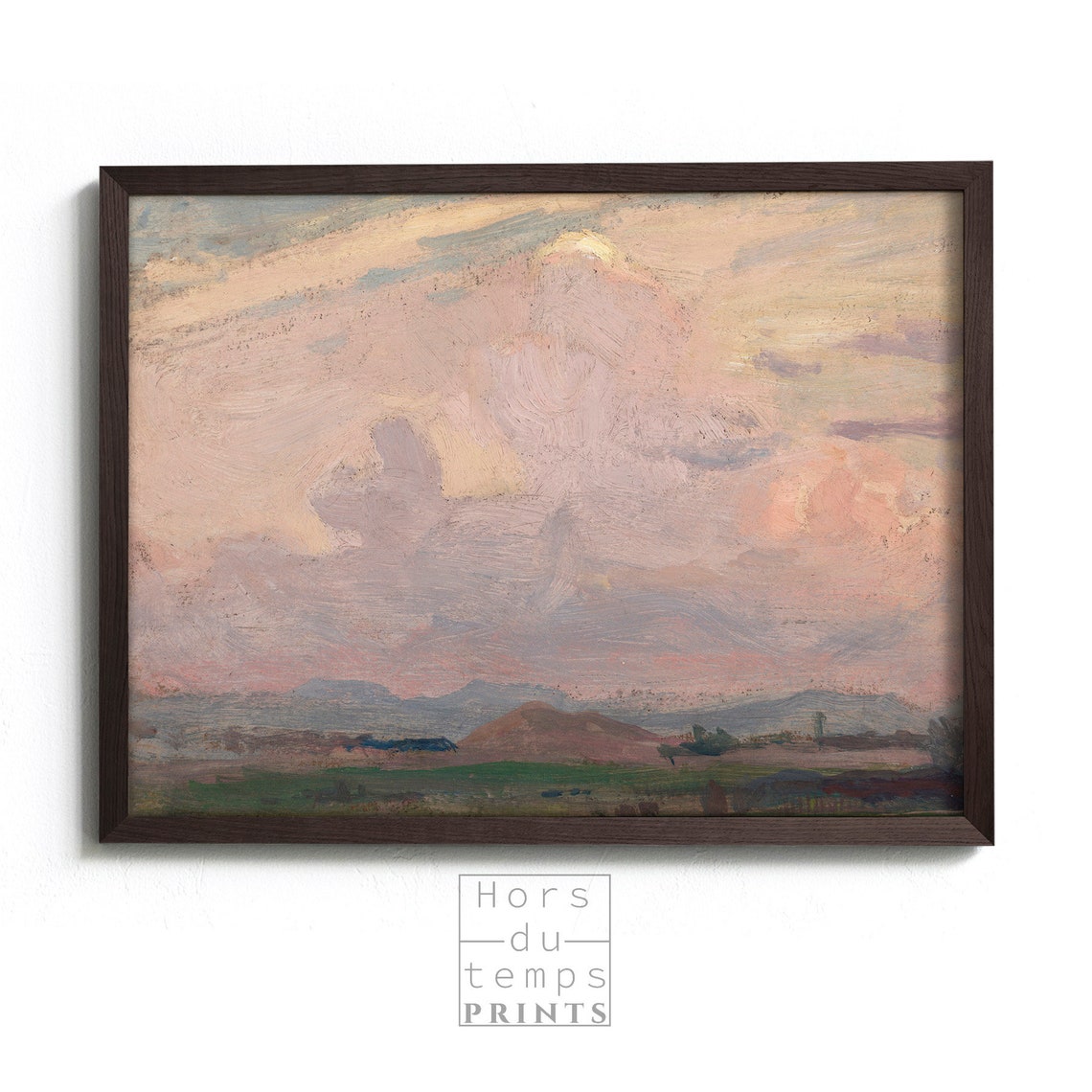 Pink Clouds Sky Study Distant Hills Vintage Impressionist Poster - Image 2