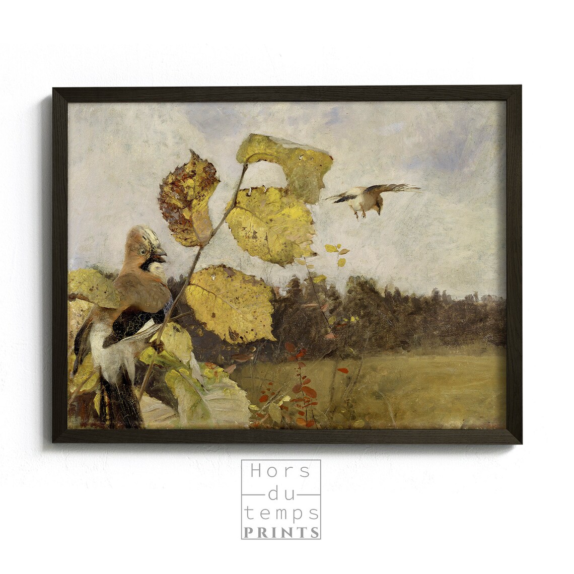 Eurasian Jay Birds Autumn Leaves Vintage Wildlife Oil Painting Poster - Image 2