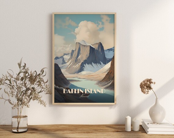 Baffin Island Nunavut Snowy Mountain Landscape Arctic Travel Art Poster