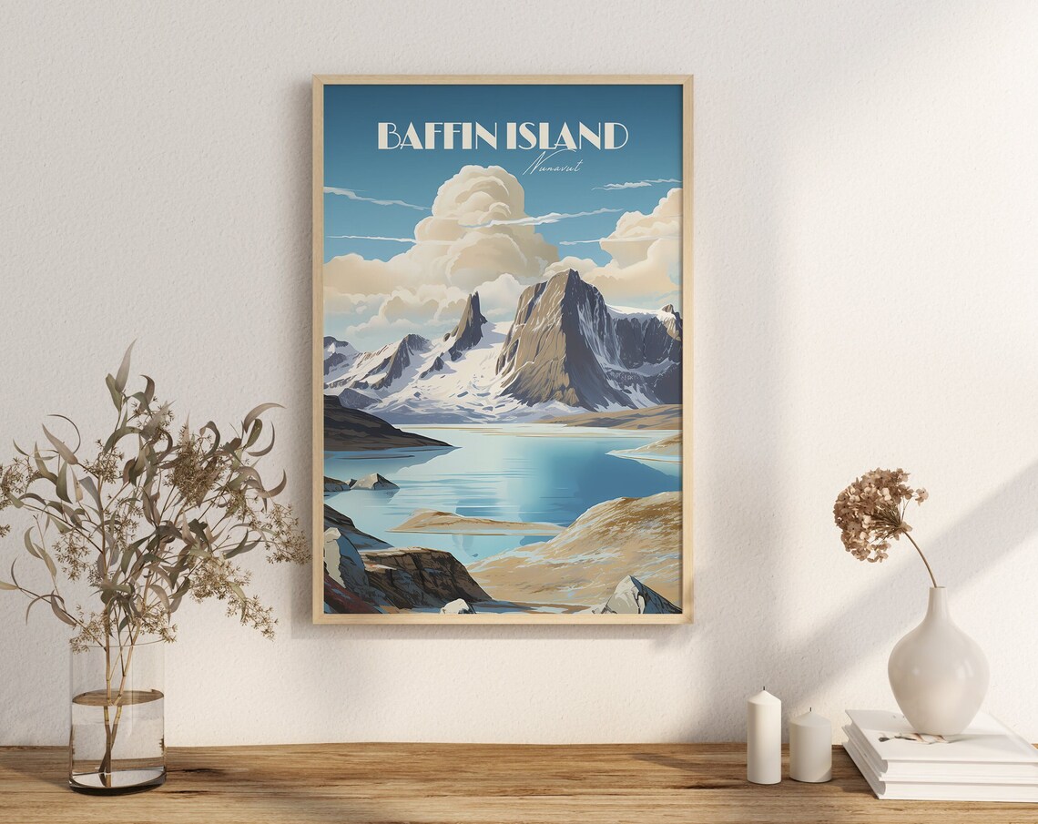 Baffin Island Nunavut Arctic Mountain Lake Vintage Travel Poster