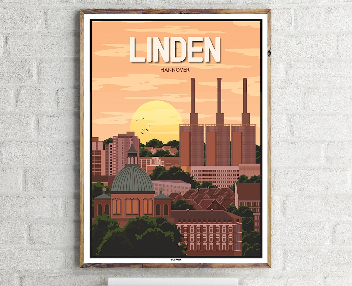 Hanover Linden Drei Warme Brder Vintage Travel Poster