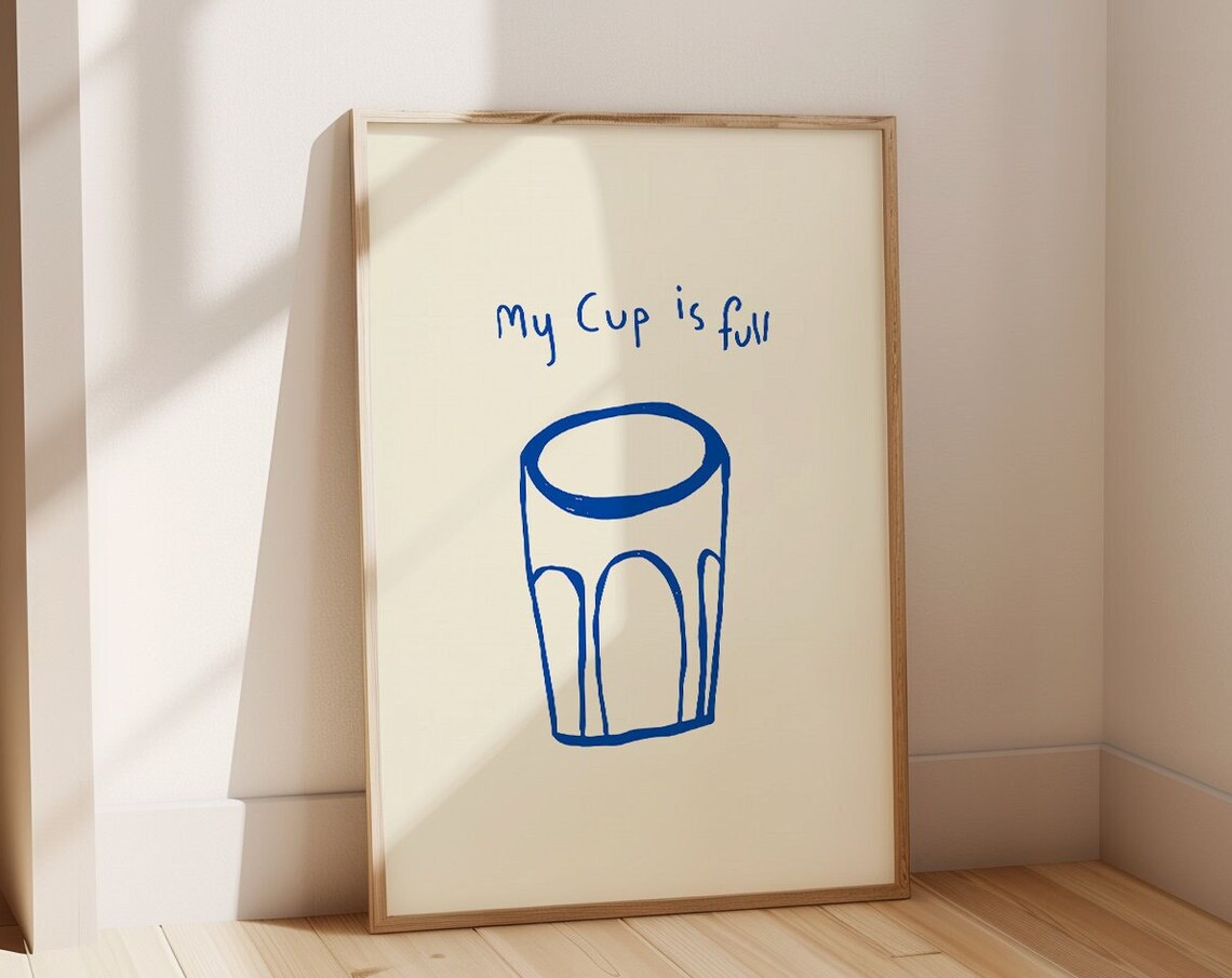 My Cup Is Full Positive Quote Art Print, Retro - Image 3