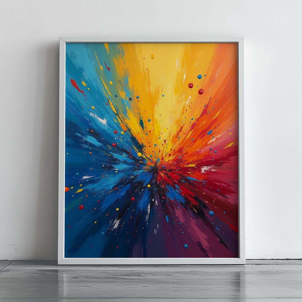 Primary Color Paint Explosion Bold Abstract Radial Burst Wall Art