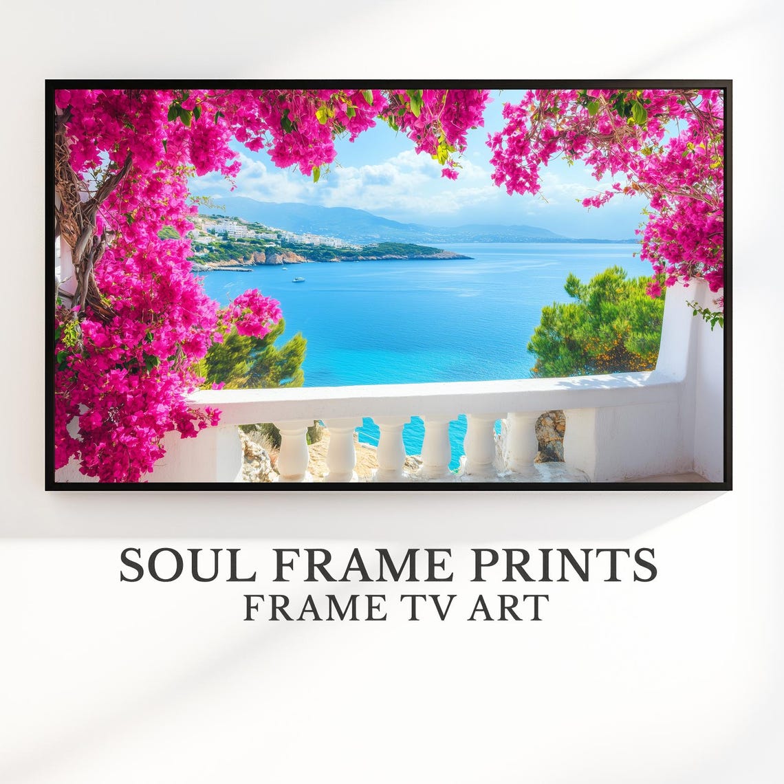 Mediterranean Bougainvillea Balcony Sea View Summer Coastal Poster