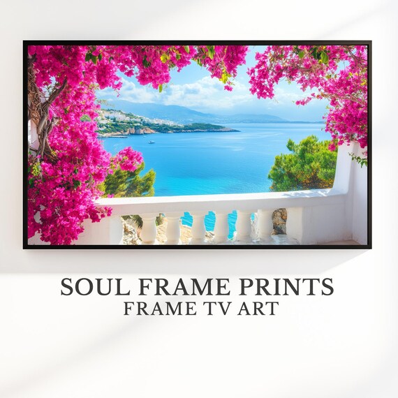 Mediterranean Bougainvillea Balcony Sea View Summer Coastal Poster