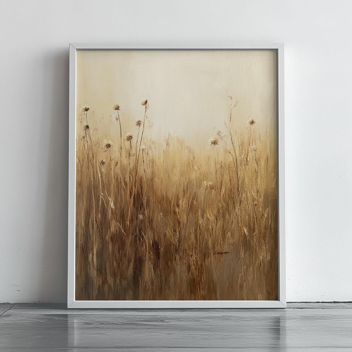 Wild Grass Field In Soft Beige Minimalist Nordic Botanical Poster