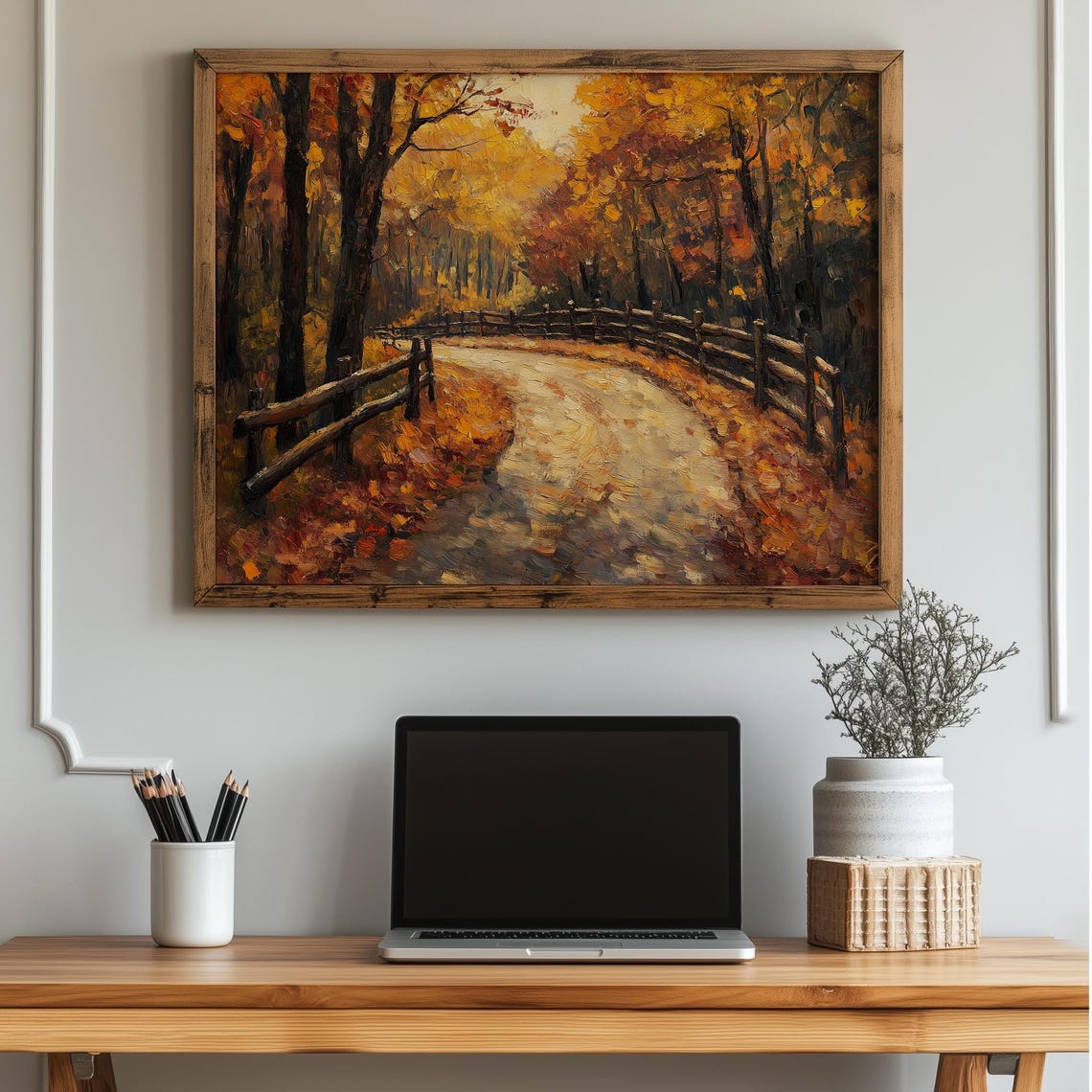 Autumn Forest Path Fall Landscape Impressionist Painting Poster