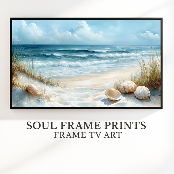 Coastal Shells and Seagrass Minimalist Beach Painting Summer Poster